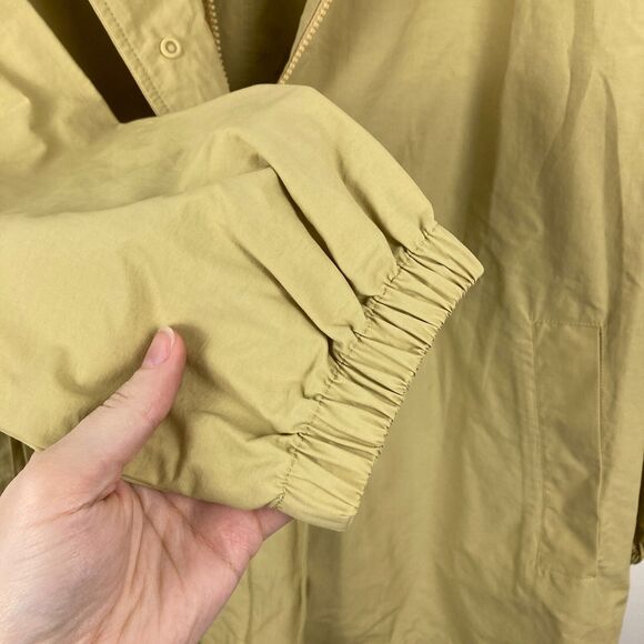 NWT Eileen Fisher Stand Collar Hidden Hood Cotton Blend Coat in Straw WMS XS - Picture 8 of 13